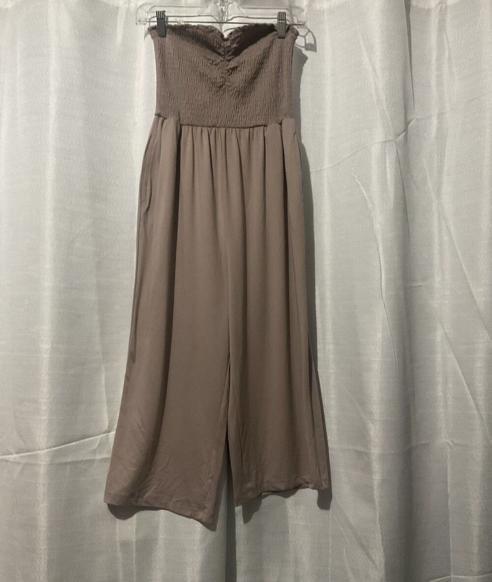 J for Justify Strapless Jumpsuit Wide Leg Palazzo Pants Casual Resort S Sz M